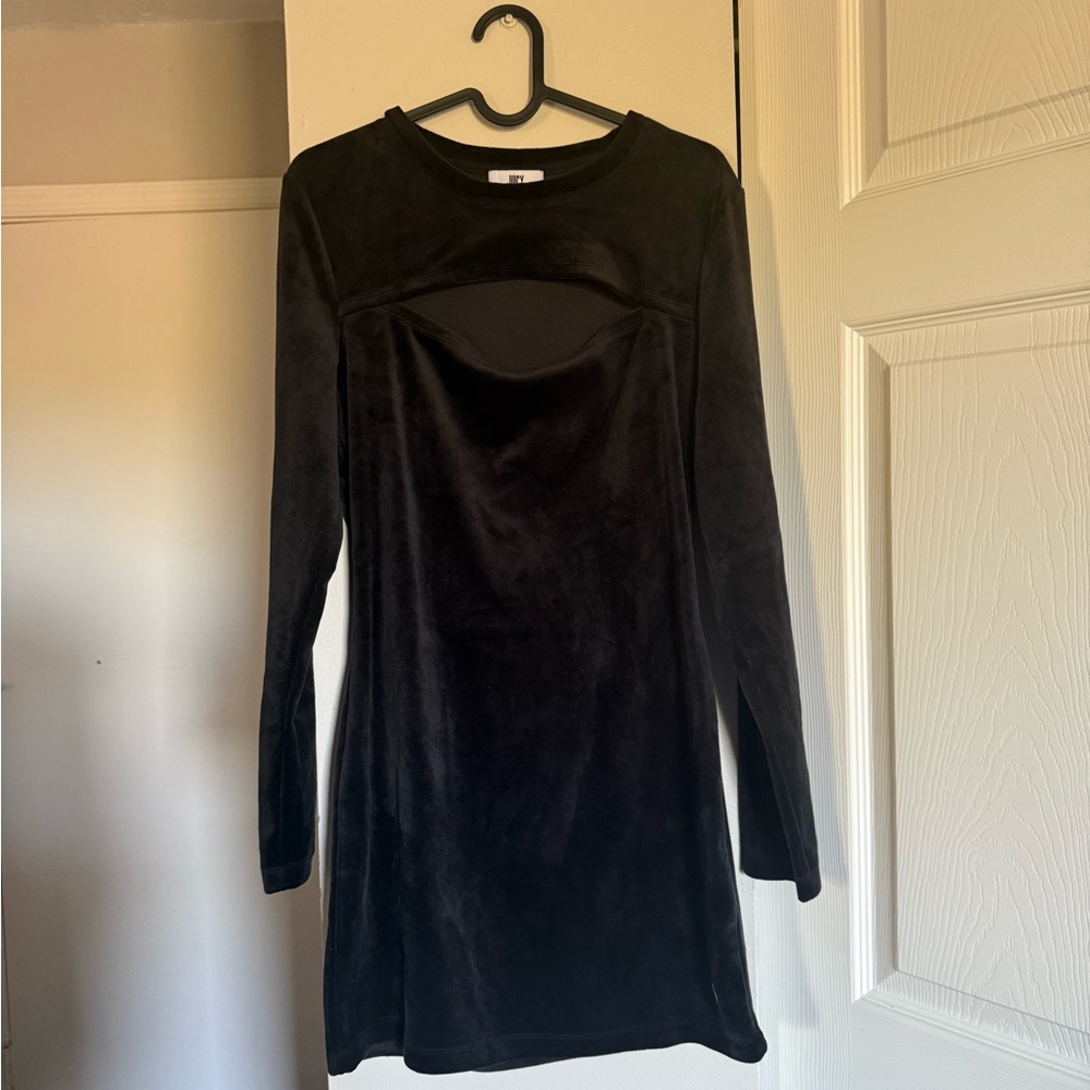 Juicy Couture Black Velvet Long Sleeve Dress Size Large